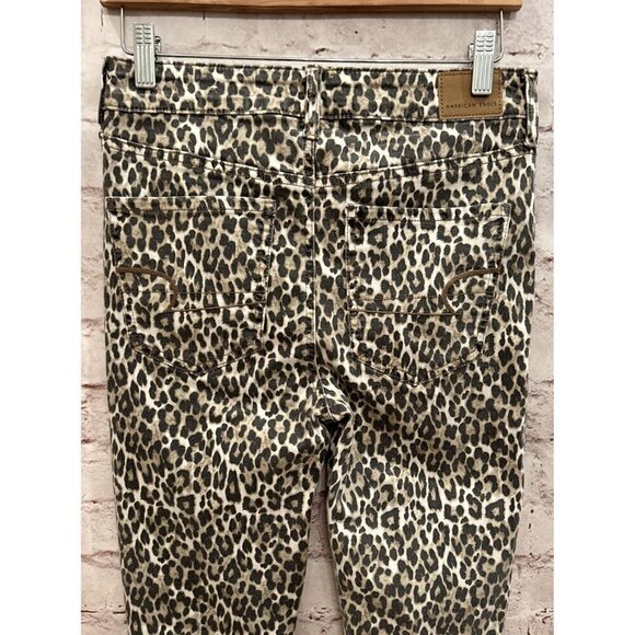 American Eagle Womens Jeans Hi-Rise Jegging Next Level Stretch Leopard Size 6 - Picture 3 of 4